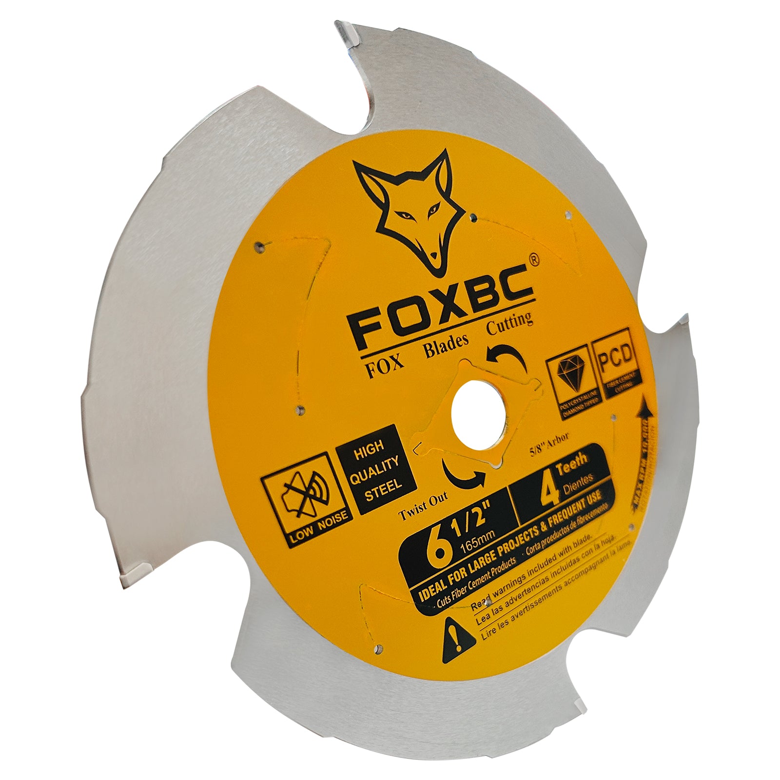 FOXBC 6-1/2 inch 4 Tooth Polycrystalline Diamond (PCD) Fiber Cement Saw Blade, 5/8 Arbor