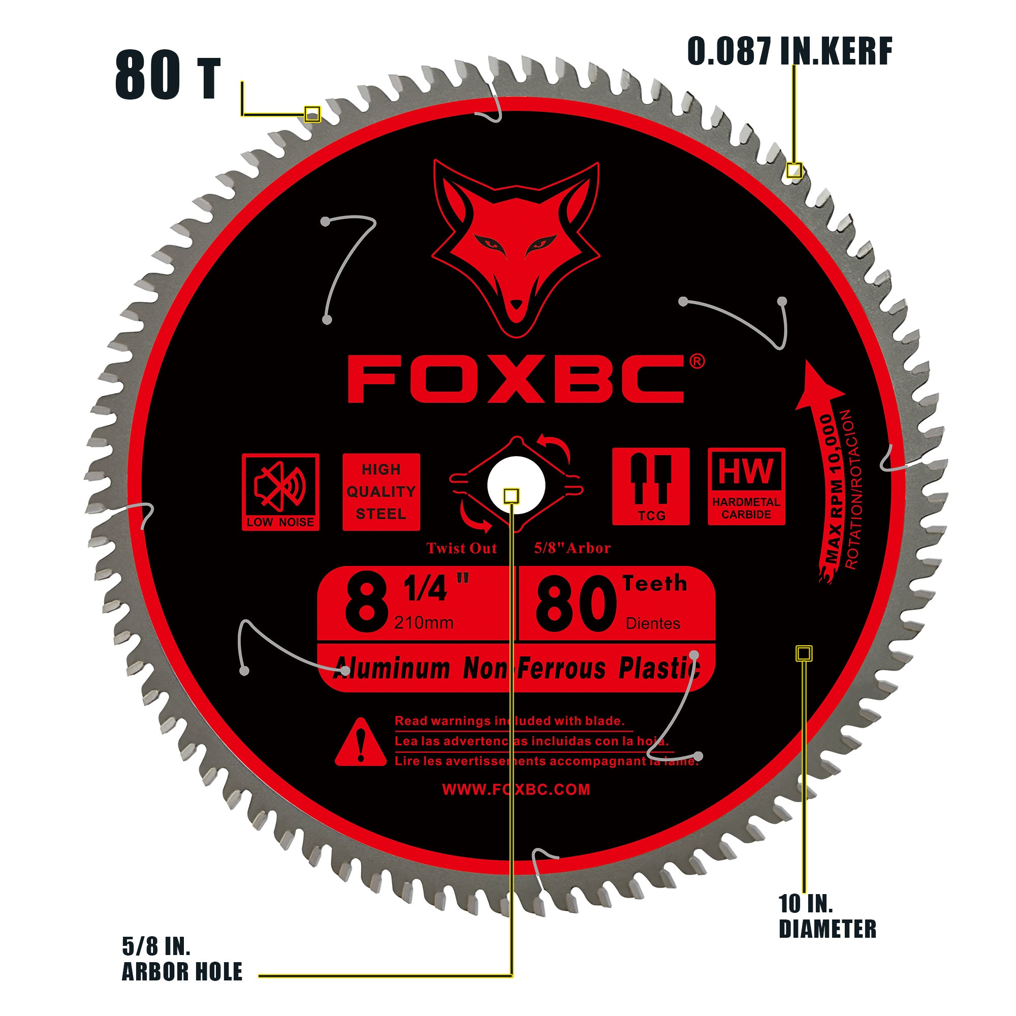 FOXBC 8 1 4 Inch Table Saw Blade 80 Tooth for Aluminum Copper Plastic