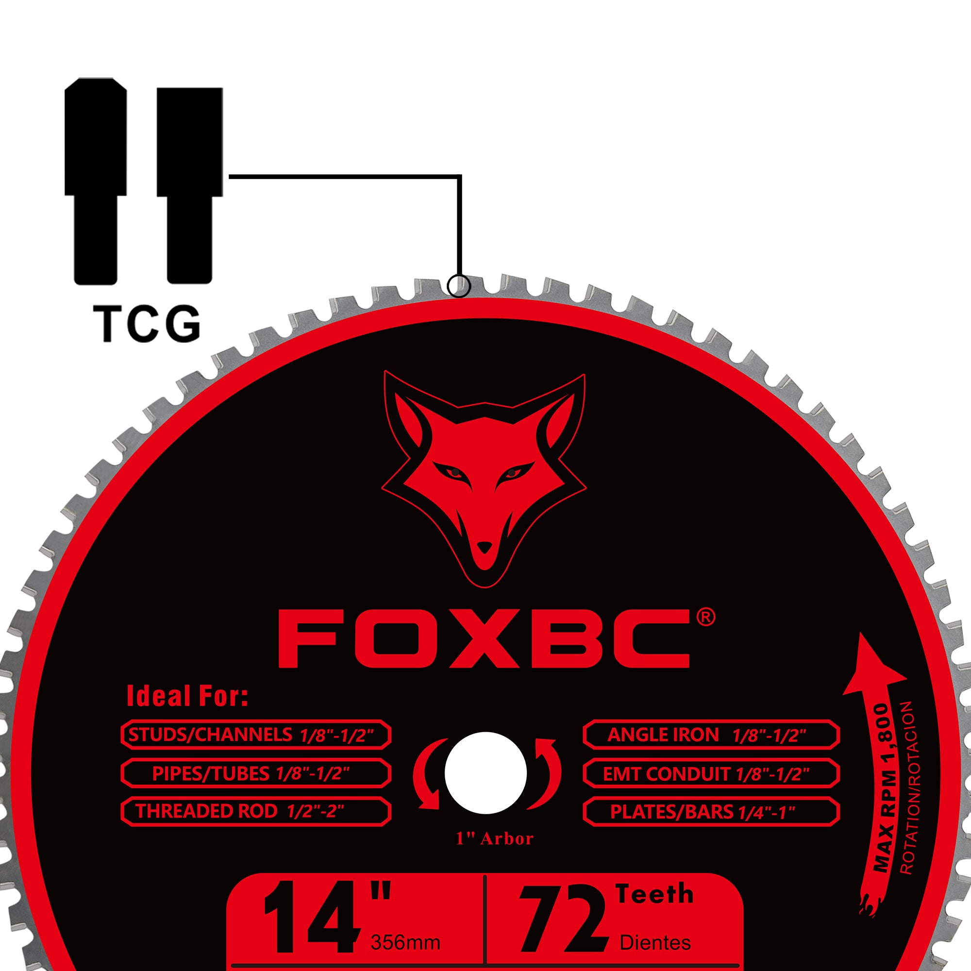 FOXBC 14 Inch Metal Steel Cutting Saw Blade 72 Tooth for Evolution 14 Inch Saw and Other, Cermel Carbide Up to 5X Longer Life