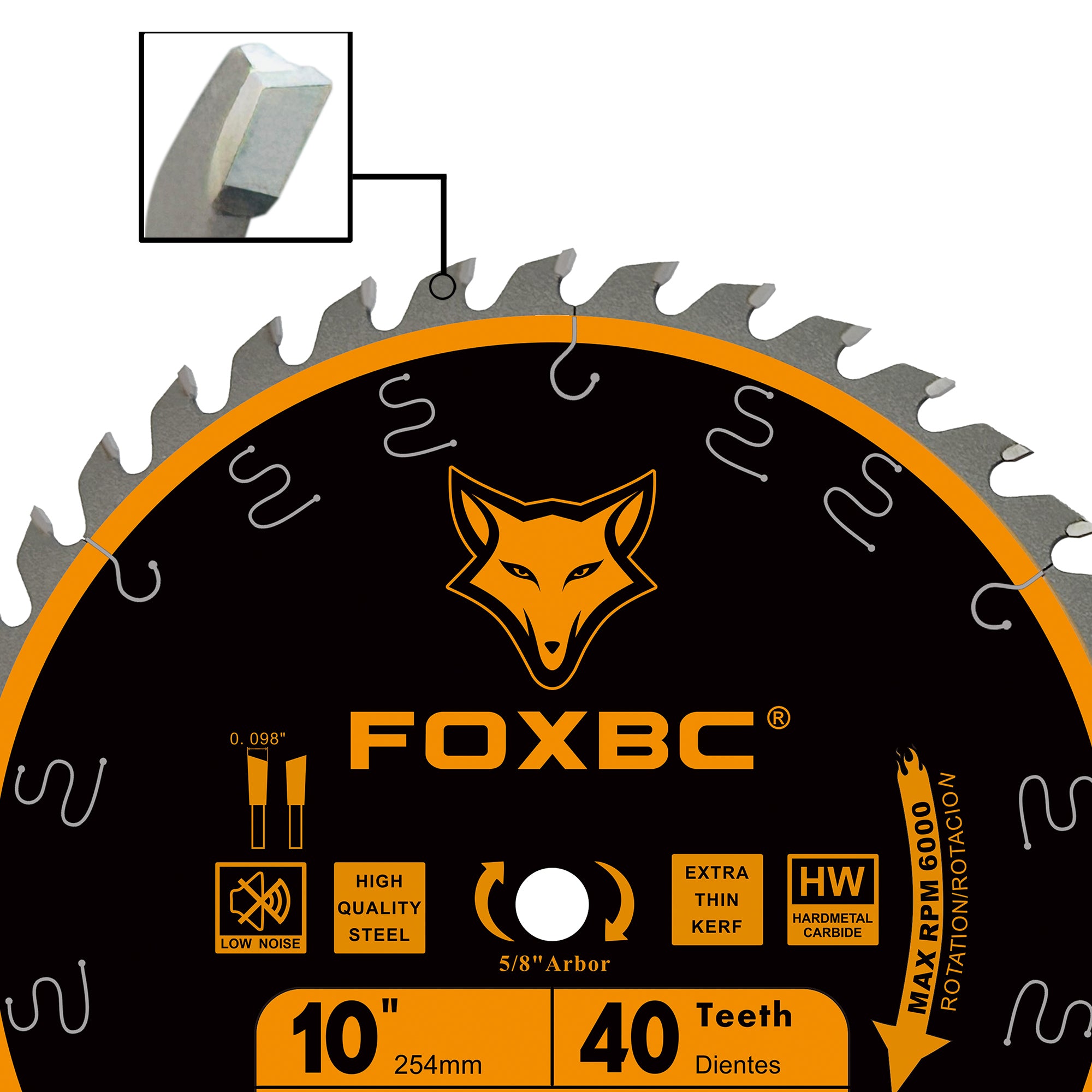 FOXBC 10-Inch Table Saw Blade, 40-Tooth, Ultimate General Purpose Saw Blade Wood Cutting, 5/8-Inch Arbor