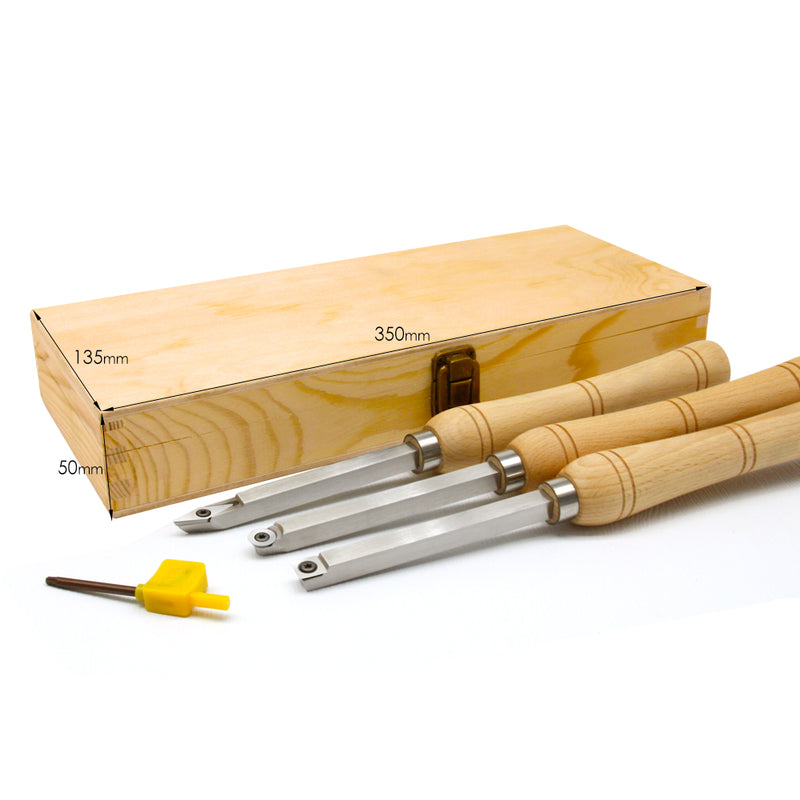 Mini Carbide Cutter Wood Turning Tools Set with Steel Arbor Beech Hand